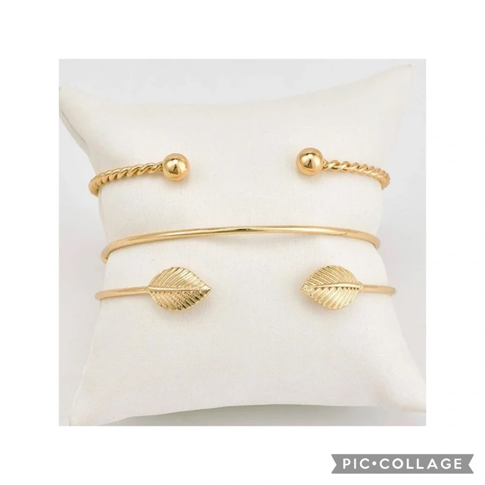 3 pc set of gold cuff bracelets - Picture 1 of 3